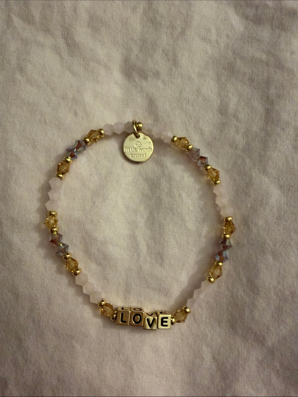 Little Word Project 'LOVE' Bead Bracelet with Rose and Yellow Crystals